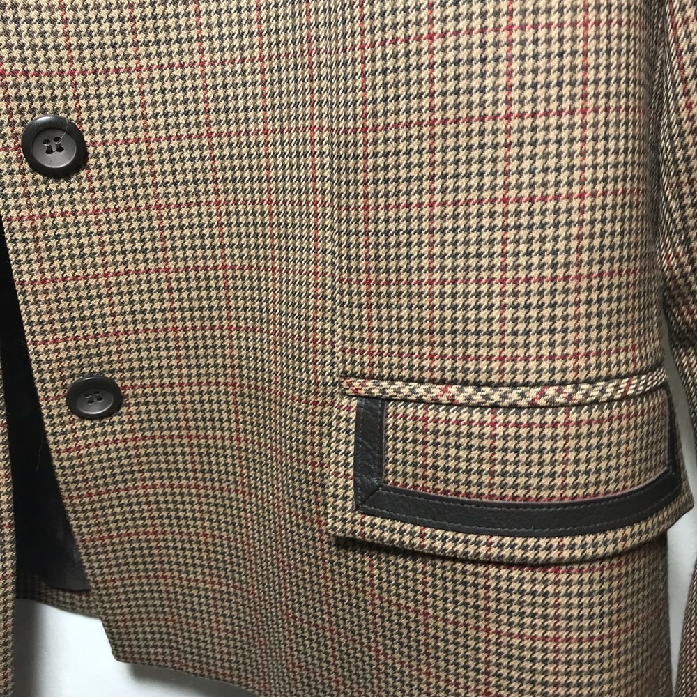 Vtg Pendleton Small Houndstooth With Leather Trim - image 3